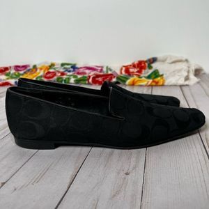 Coach Black Monogram Square Toe Flat Loafer Shoes